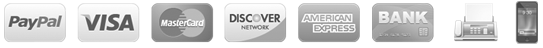 We support PayPal, Credit / Debit Cards, Bank Transfers, Wire Transfer, Phone and Fax Orders Payment Methods